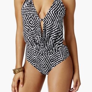 Bar III Women's Feather Daze Draped Monokini